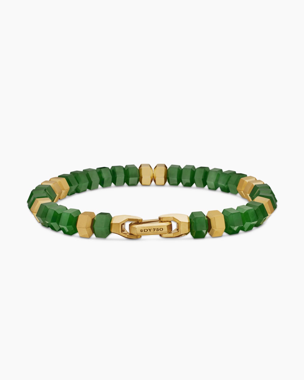 Mens Hex Bead Bracelet with 18K Yellow Gold, 8mm
