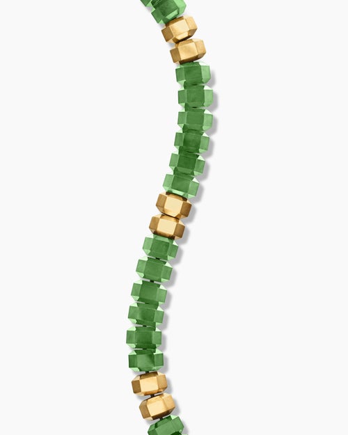 Mens Hex Bead Bracelet with 18K Yellow Gold, 8mm