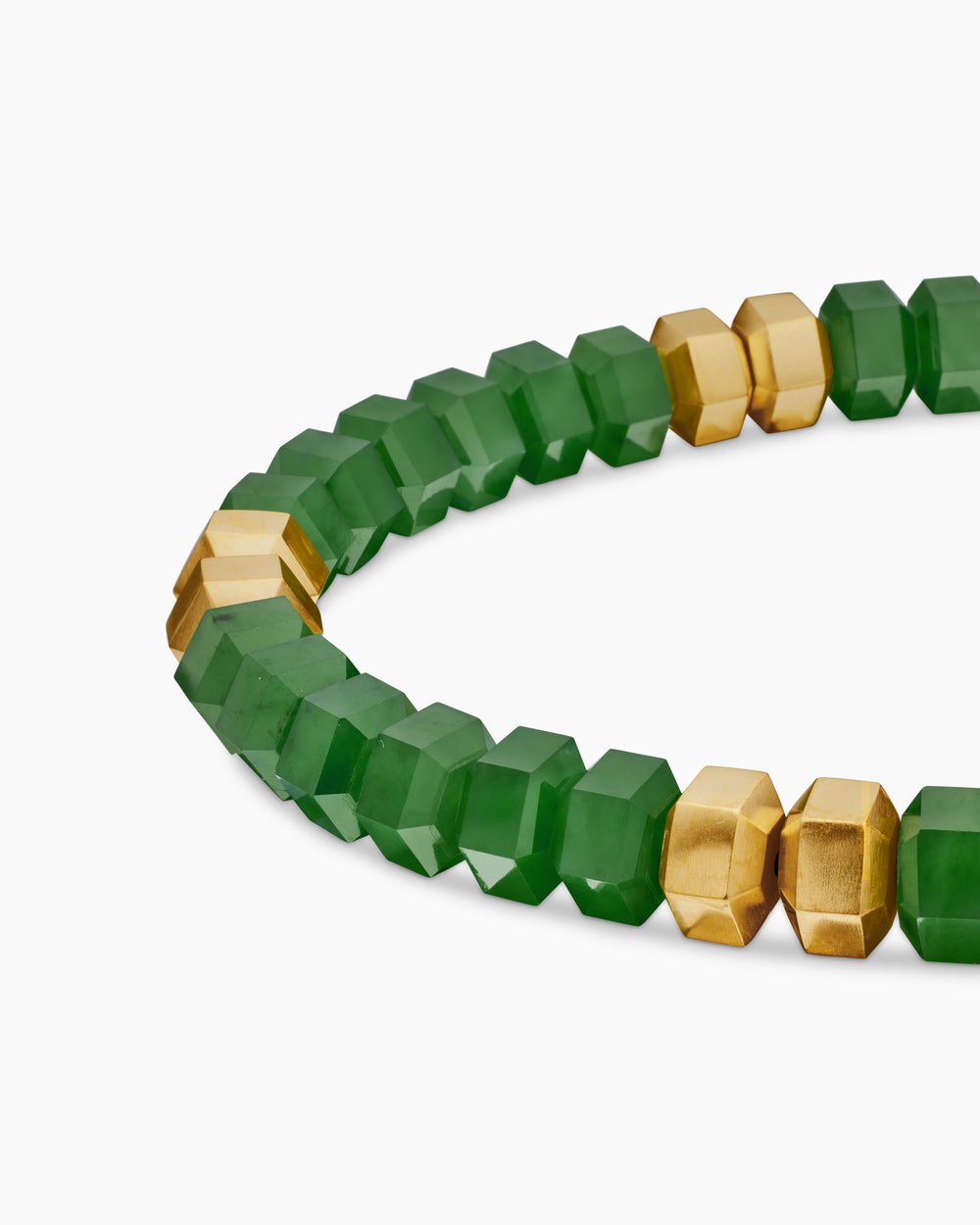 Mens Hex Bead Bracelet with 18K Yellow Gold, 8mm