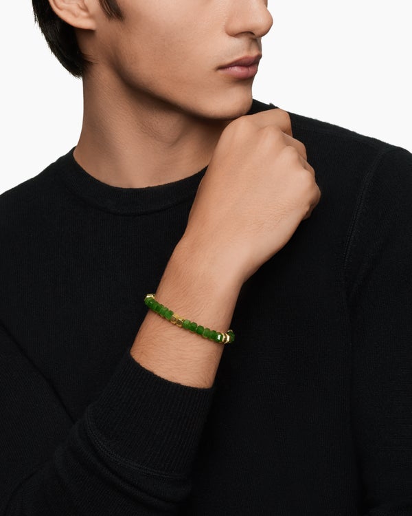 Bracelet de perles Hex avec or jaune 18 carats, 8 mm