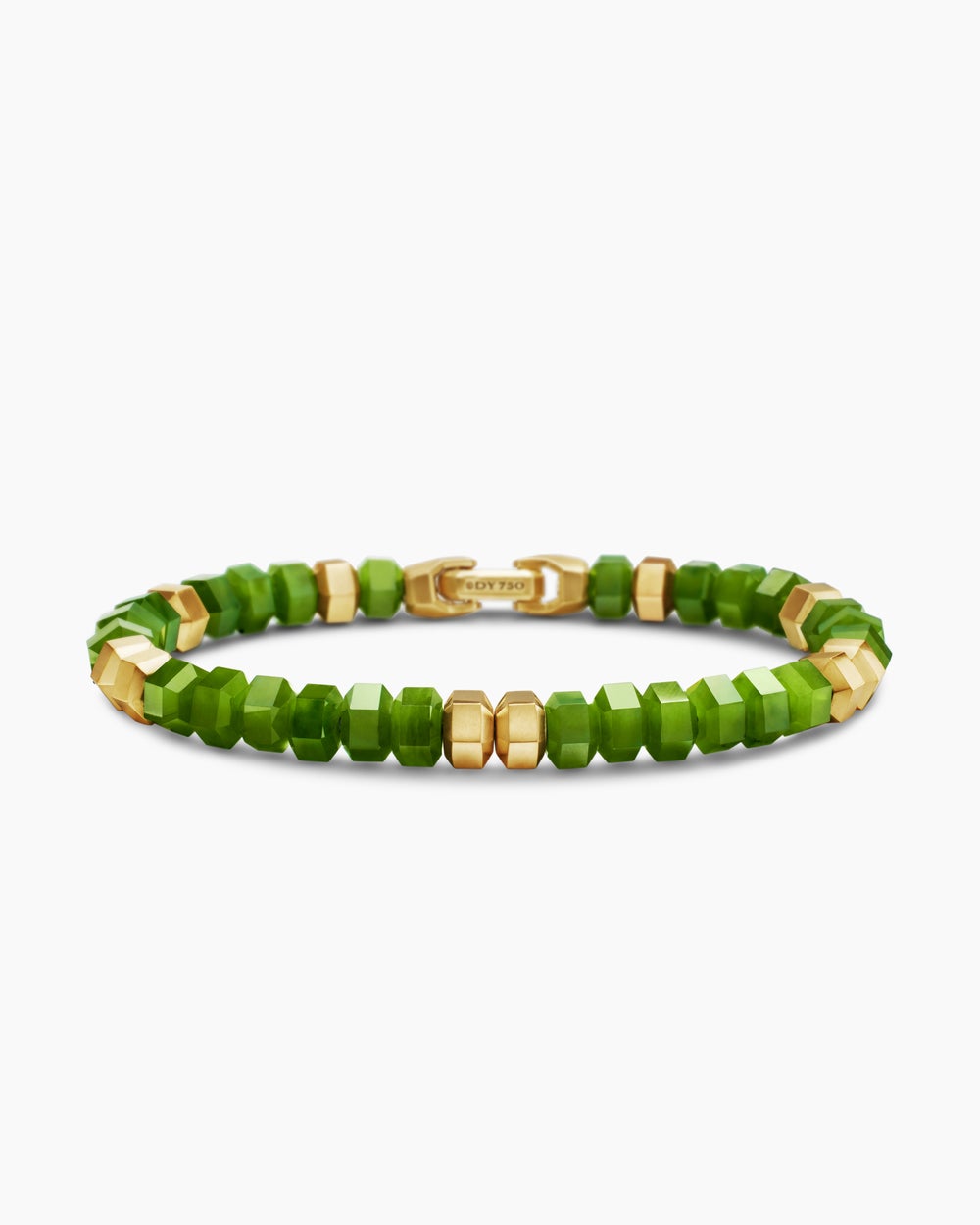 Mens Hex Bead Bracelet with 18K Yellow Gold, 8mm