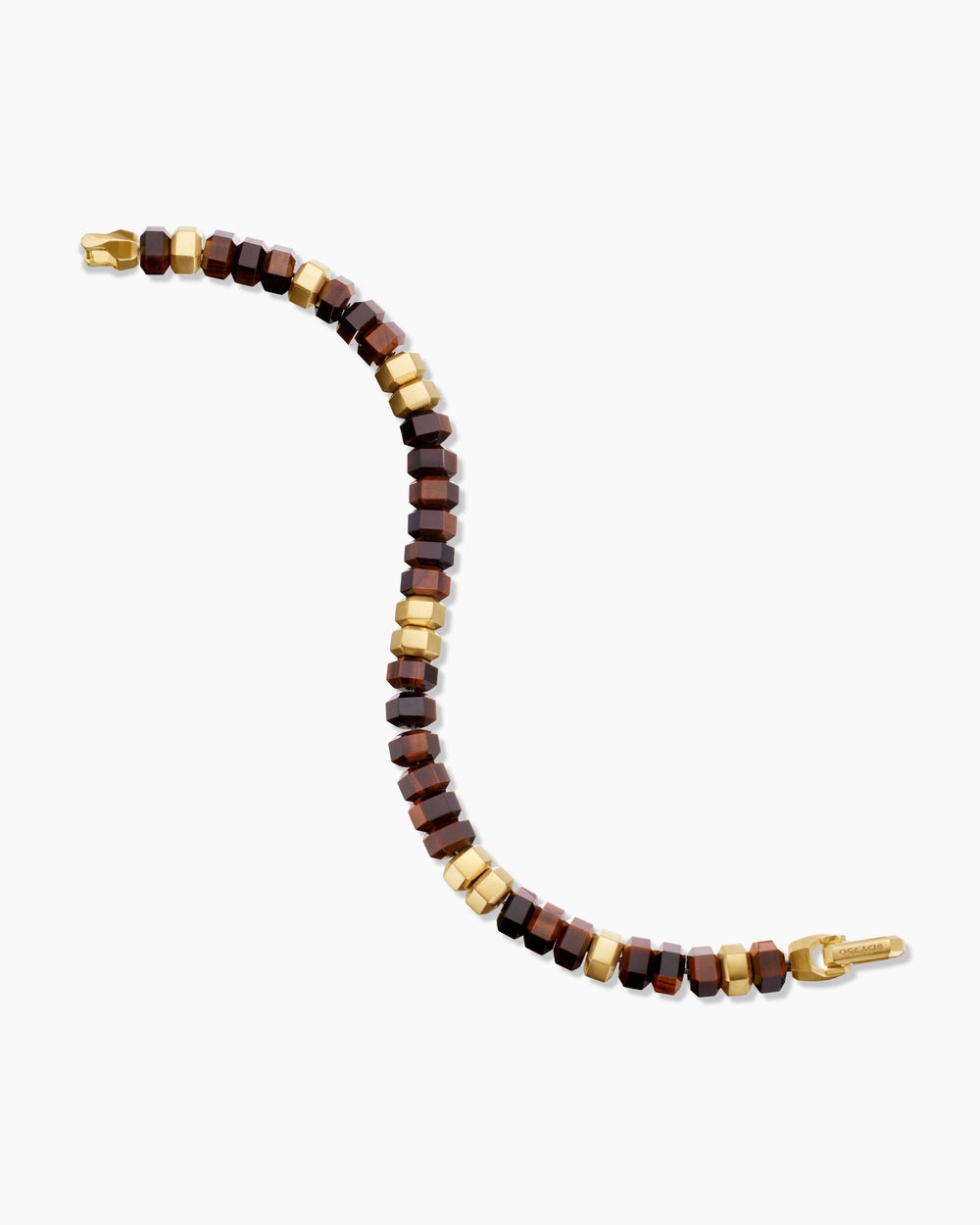Mens Hex Bead Bracelet with 18K Yellow Gold, 8mm