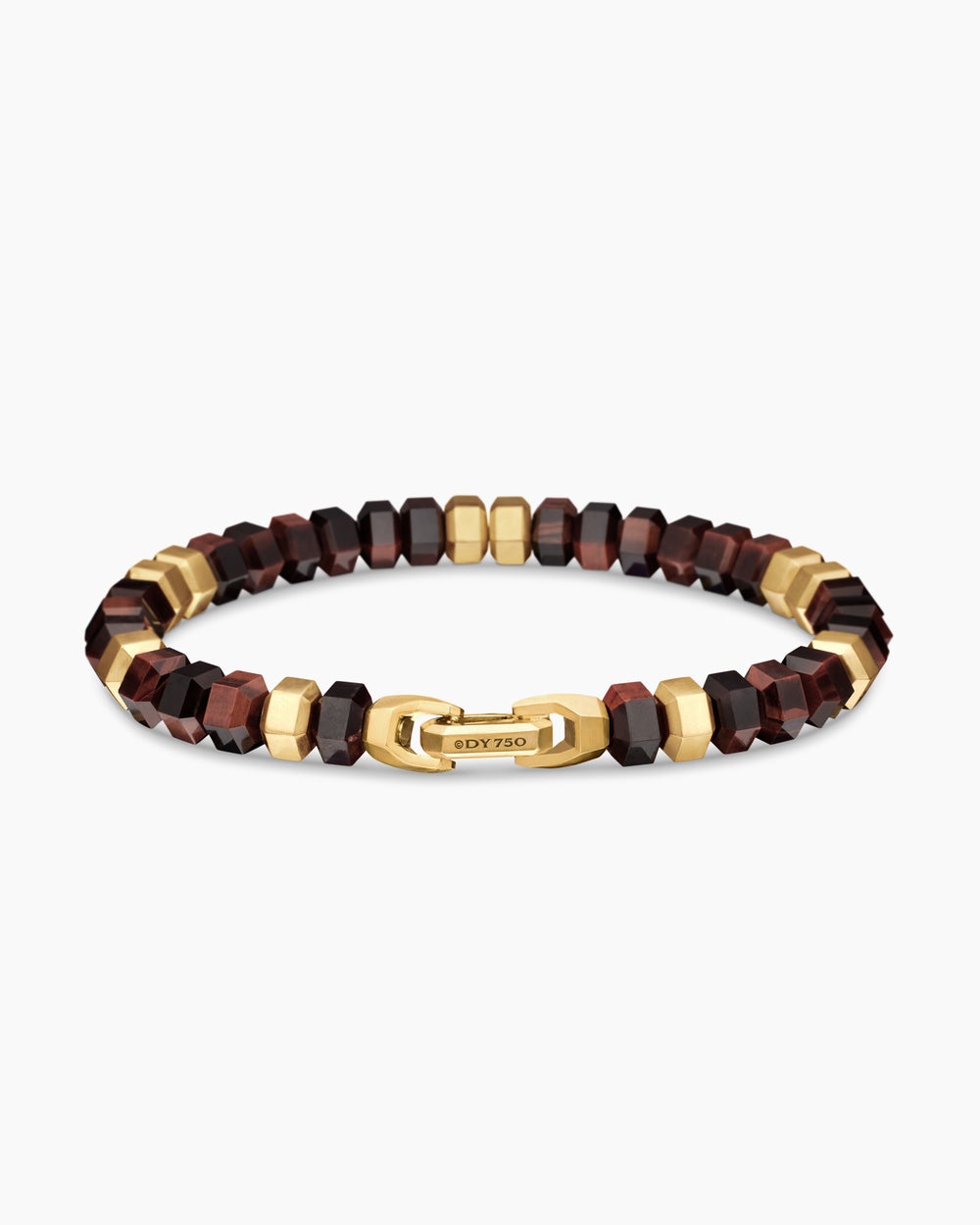 Mens Hex Bead Bracelet with 18K Yellow Gold, 8mm
