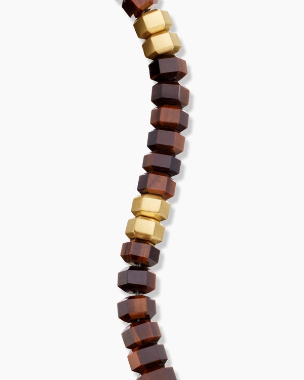 Hex Bead Bracelet with 18K Yellow Gold, 8mm