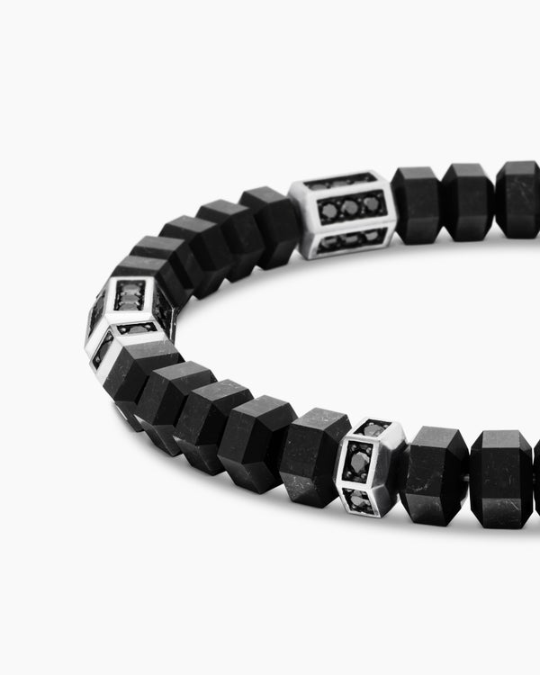 Hex Bead Bracelet in Sterling Silver, 8mm