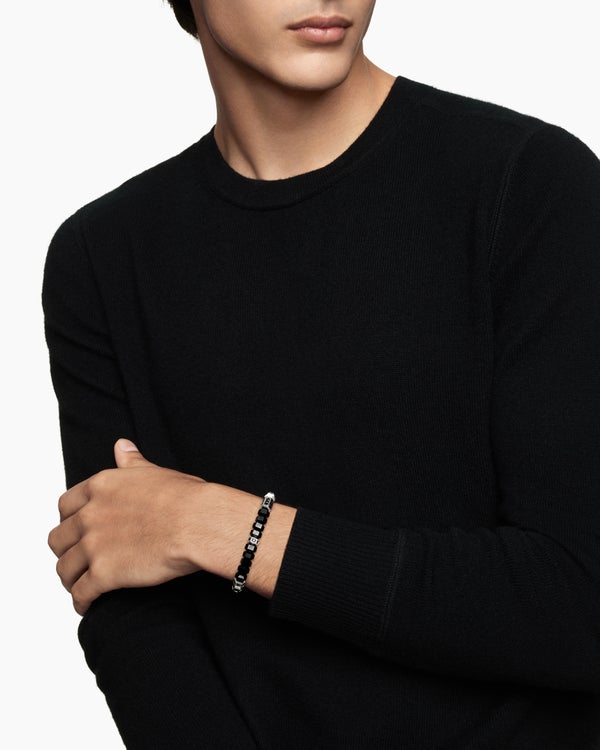 Hex Bead Bracelet in Sterling Silver, 8mm