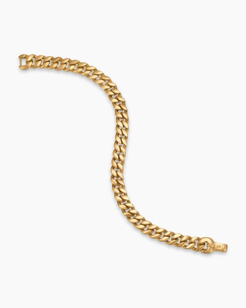 Mens Curb Chain Bracelet in 18K Yellow Gold, 8mm