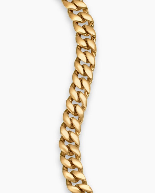 Mens Curb Chain Bracelet in 18K Yellow Gold, 8mm