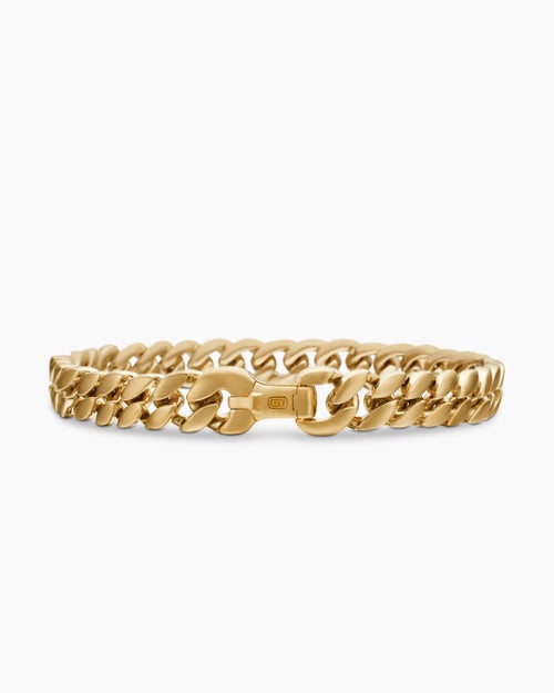 Mens Curb Chain Bracelet in 18K Yellow Gold, 8mm