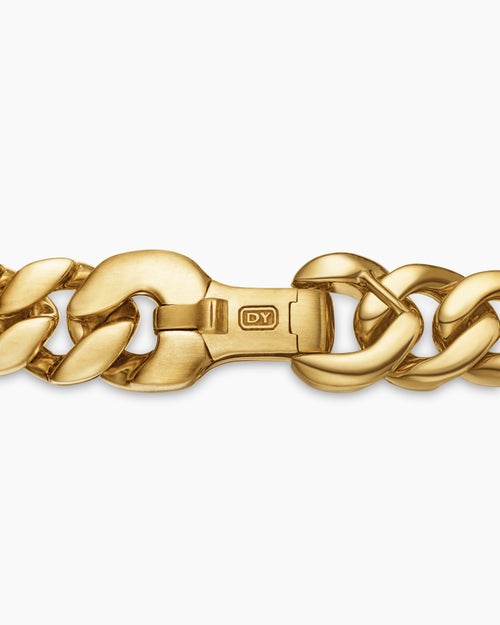 Mens Curb Chain Bracelet in 18K Yellow Gold, 8mm