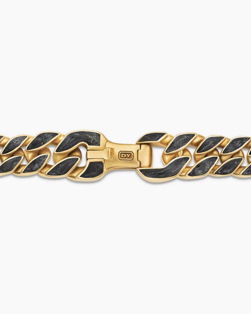 Mens Curb Chain Bracelet in 18K Yellow Gold, 8mm