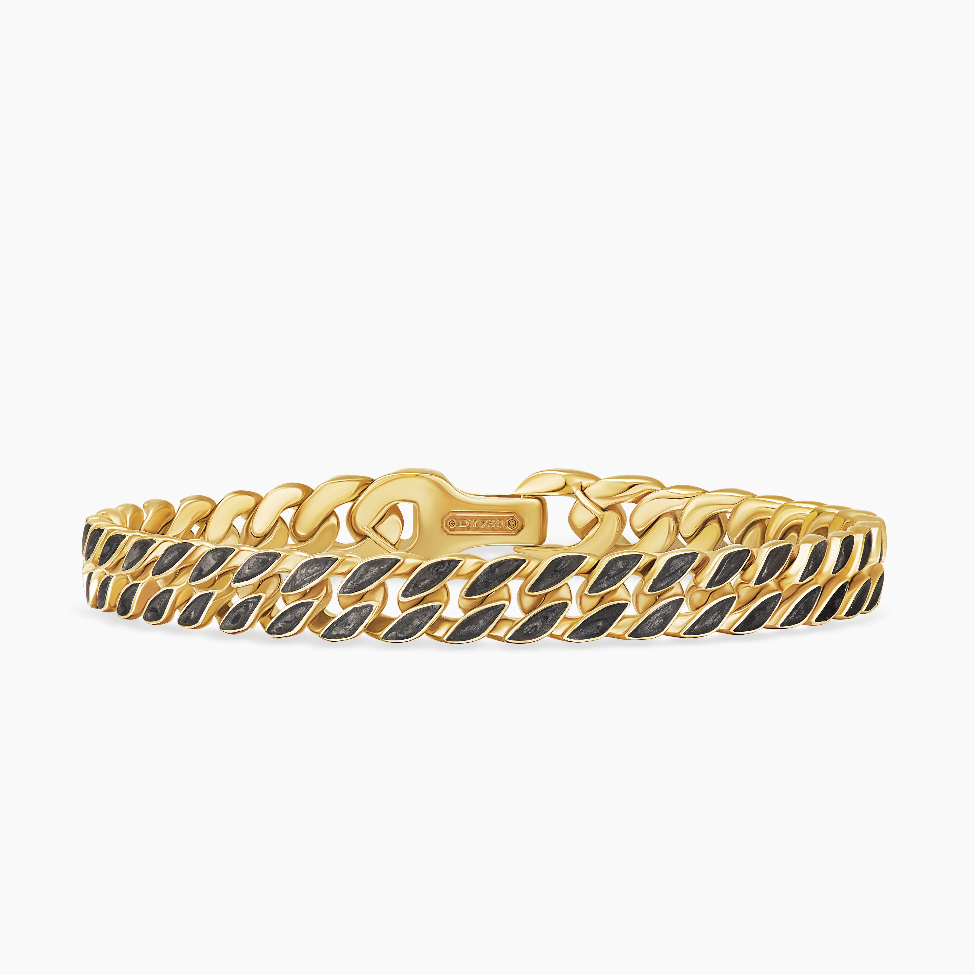 Mens Curb Chain Bracelet in 18K Yellow Gold, 8mm