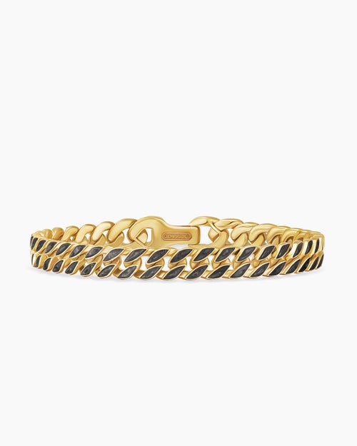 Mens Curb Chain Bracelet in 18K Yellow Gold, 8mm