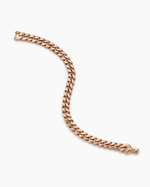 Mens Curb Chain Bracelet in 18K Rose Gold, 8mm