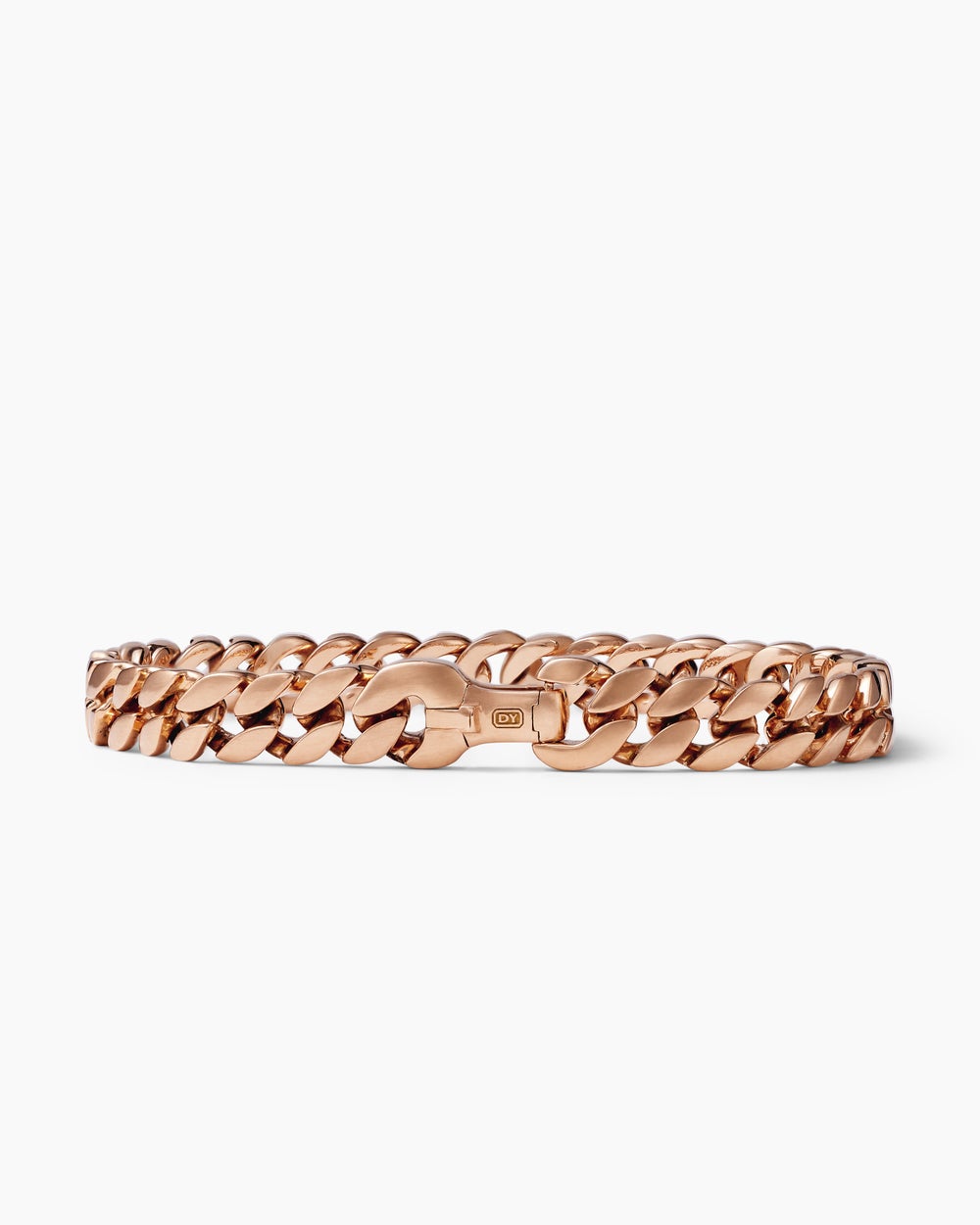 Mens Curb Chain Bracelet in 18K Rose Gold, 8mm