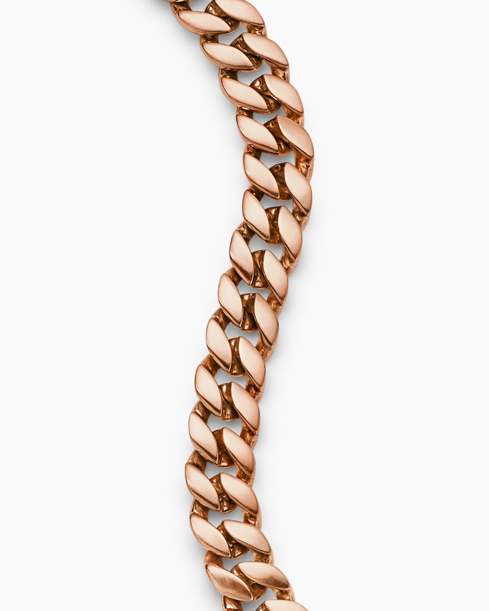 Mens Curb Chain Bracelet in 18K Rose Gold, 8mm