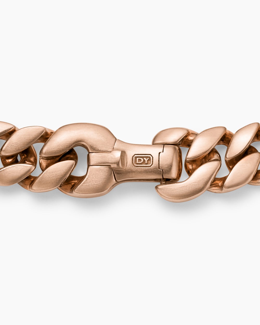 Mens Curb Chain Bracelet in 18K Rose Gold, 8mm