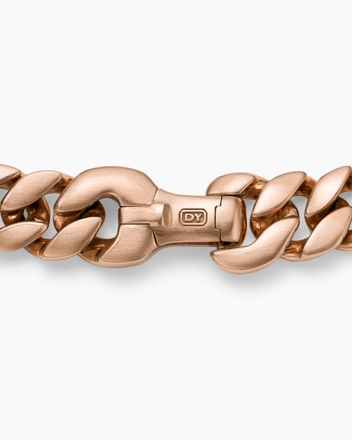 Mens Curb Chain Bracelet in 18K Rose Gold, 8mm