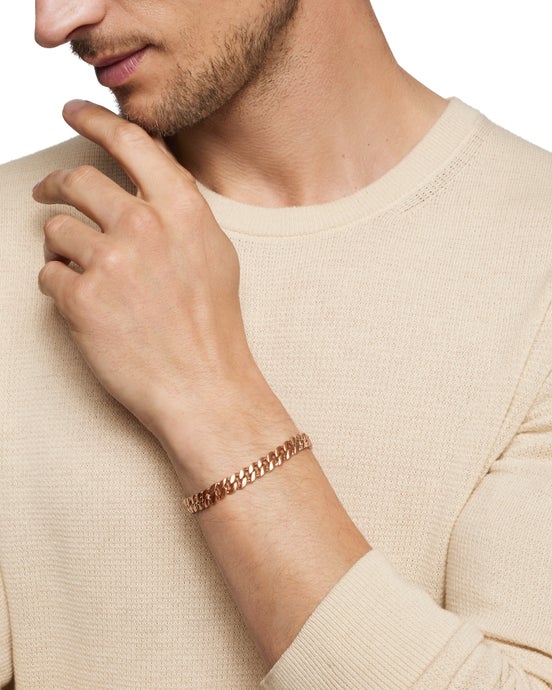 Bracelet chaîne à maillons ronds en or rose 18 carats, 8 mm