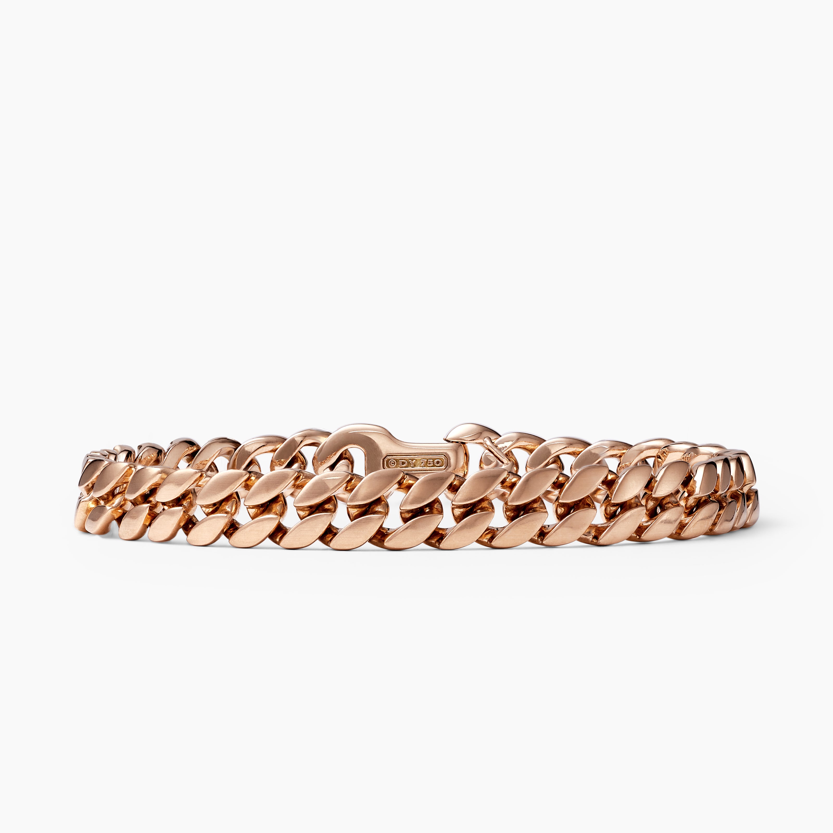 Mens Curb Chain Bracelet in 18K Rose Gold, 8mm