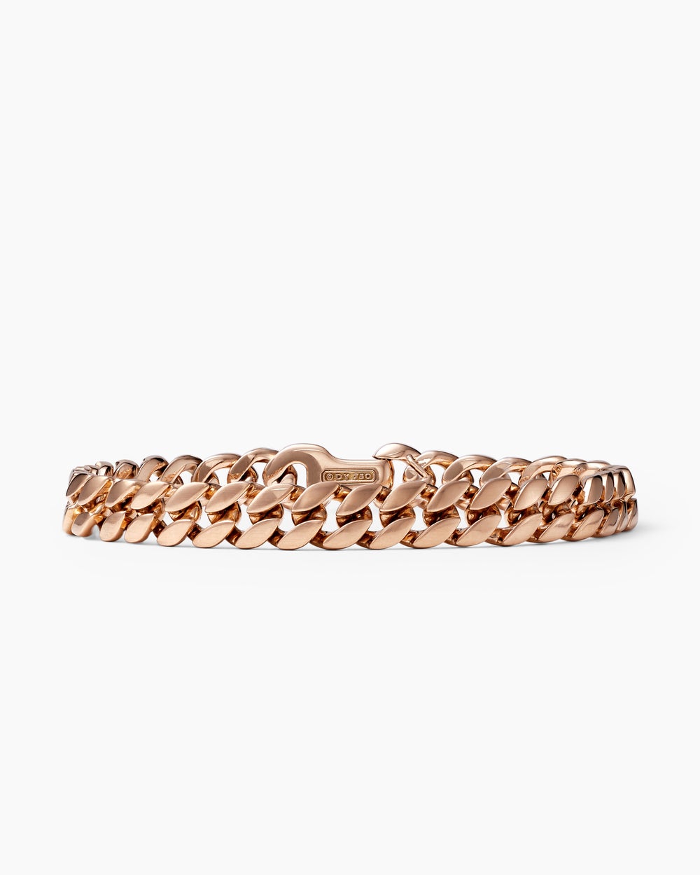 Mens Curb Chain Bracelet in 18K Rose Gold, 8mm