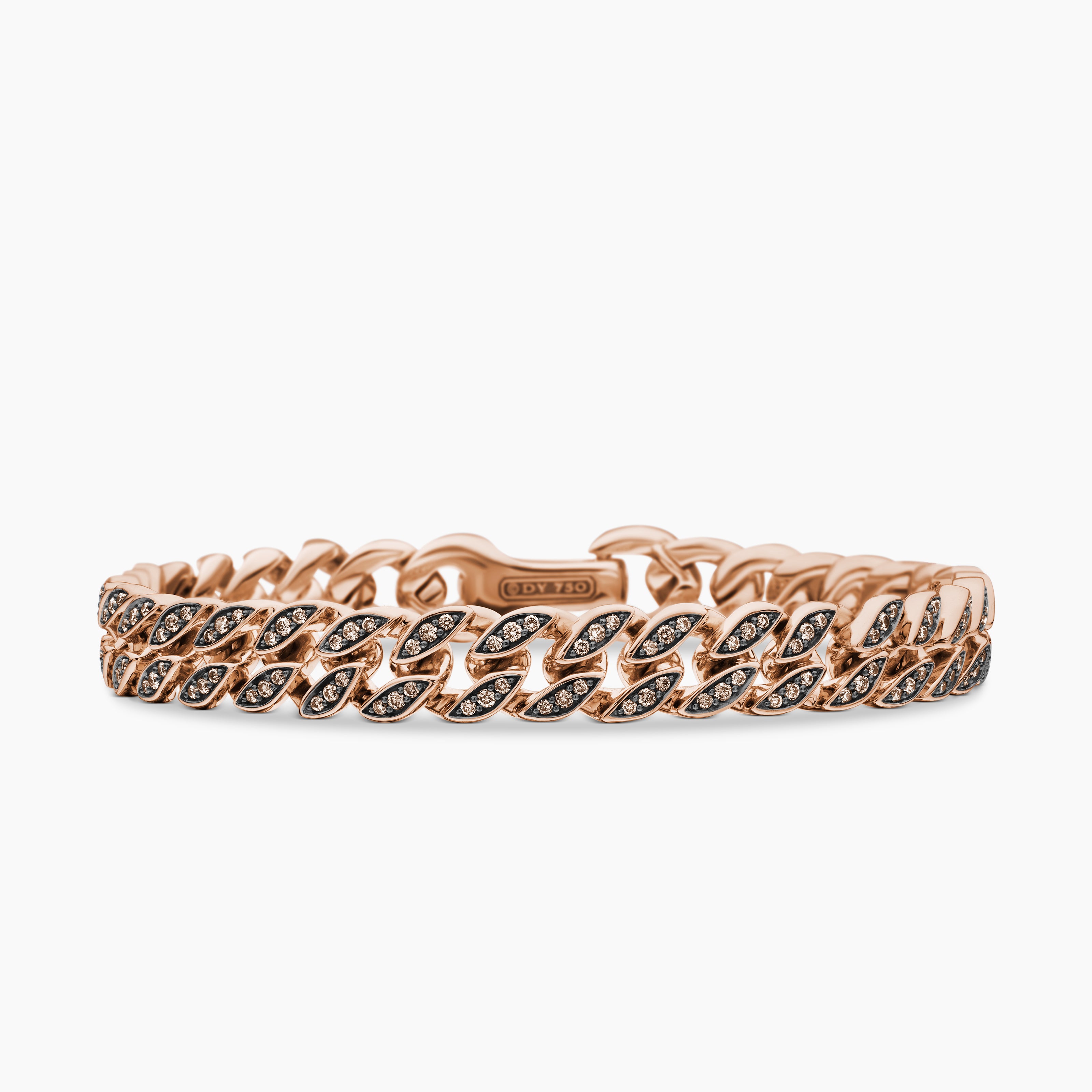 Mens Curb Chain Bracelet in 18K Rose Gold, 8mm