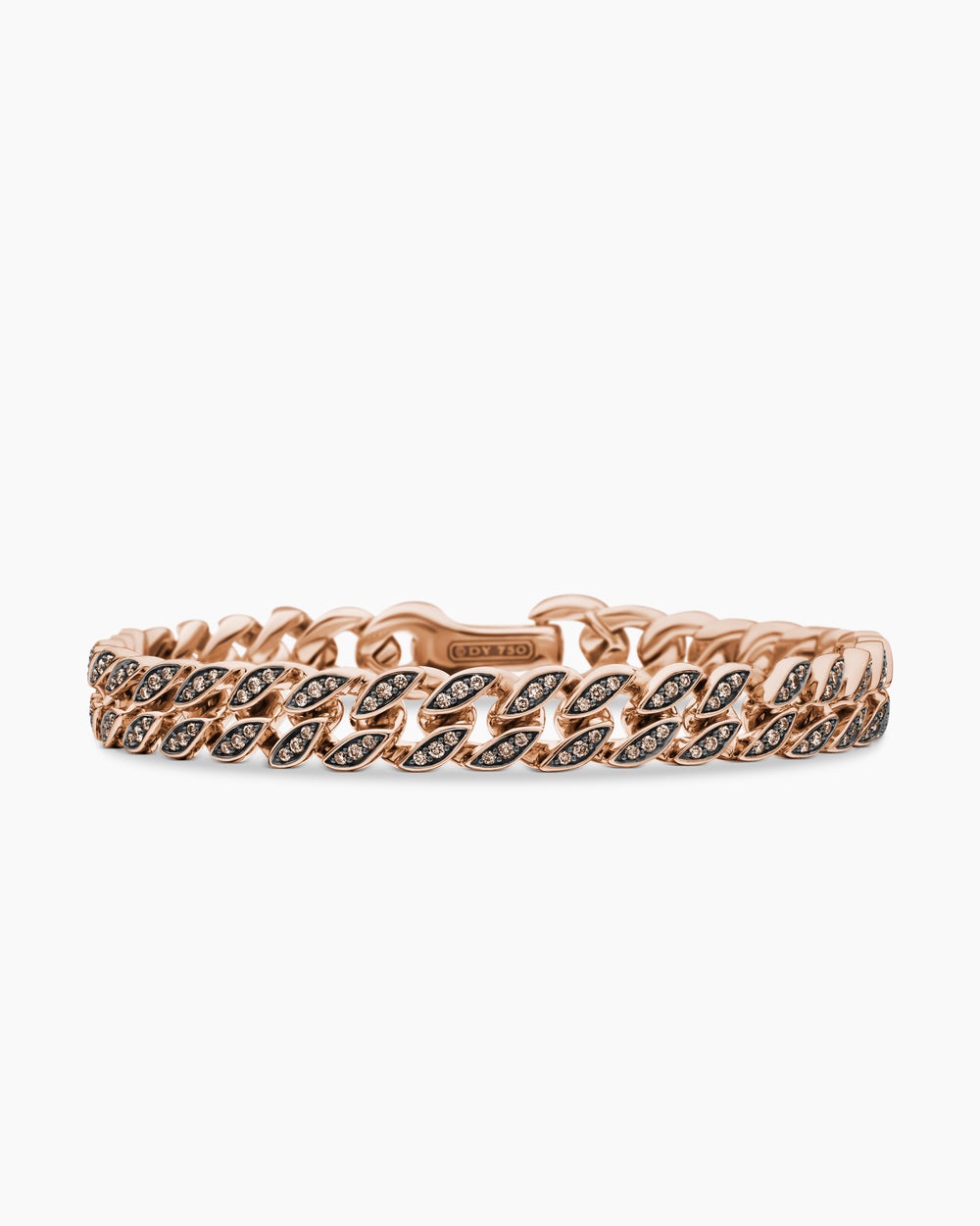 Bracelet Curb Chain en or rose 18 carats avec diamants cognac, 8 mm hommes