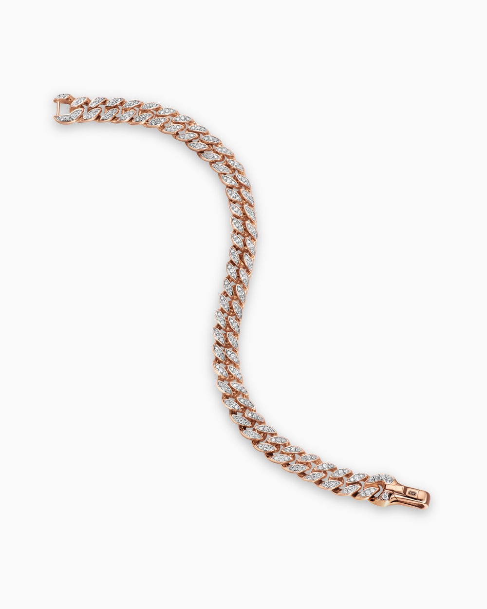 Mens Curb Chain Bracelet in 18K Rose Gold, 8mm