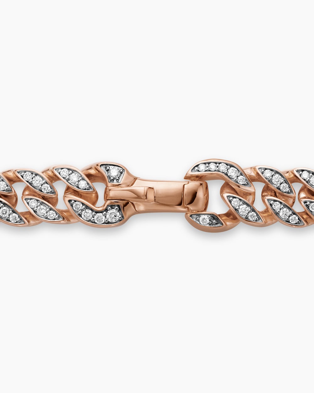 Mens Curb Chain Bracelet in 18K Rose Gold, 8mm