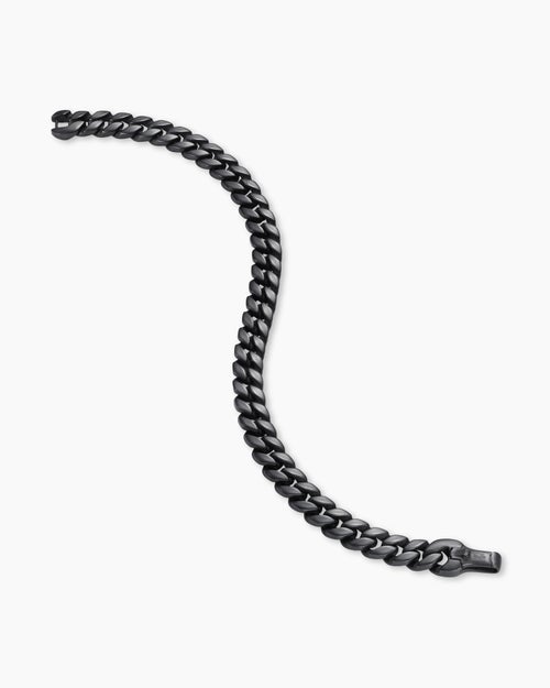 Mens Curb Chain Bracelet in Black Titanium, 8mm