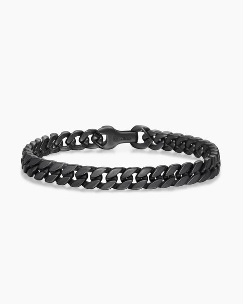 Mens Curb Chain Bracelet in Black Titanium, 8mm