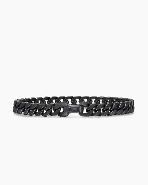 Mens Curb Chain Bracelet in Black Titanium, 8mm