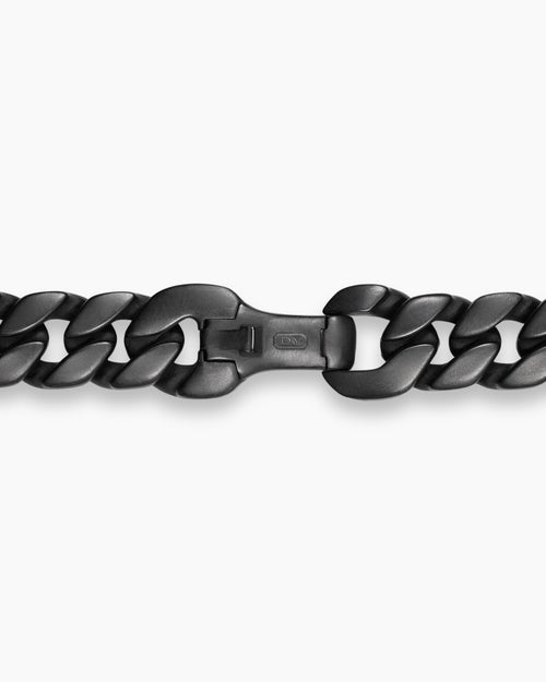 Mens Curb Chain Bracelet in Black Titanium, 8mm