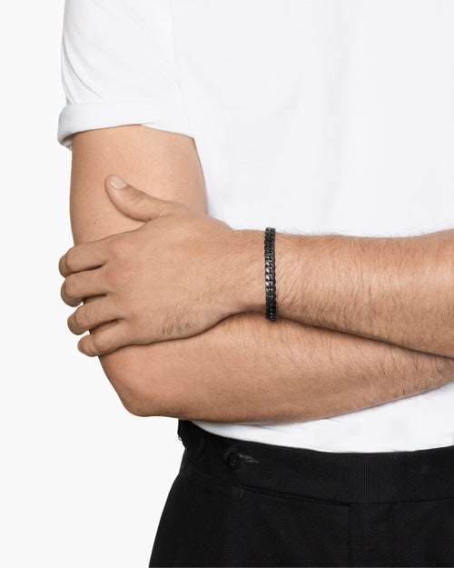 Mens Curb Chain Bracelet in Black Titanium, 8mm