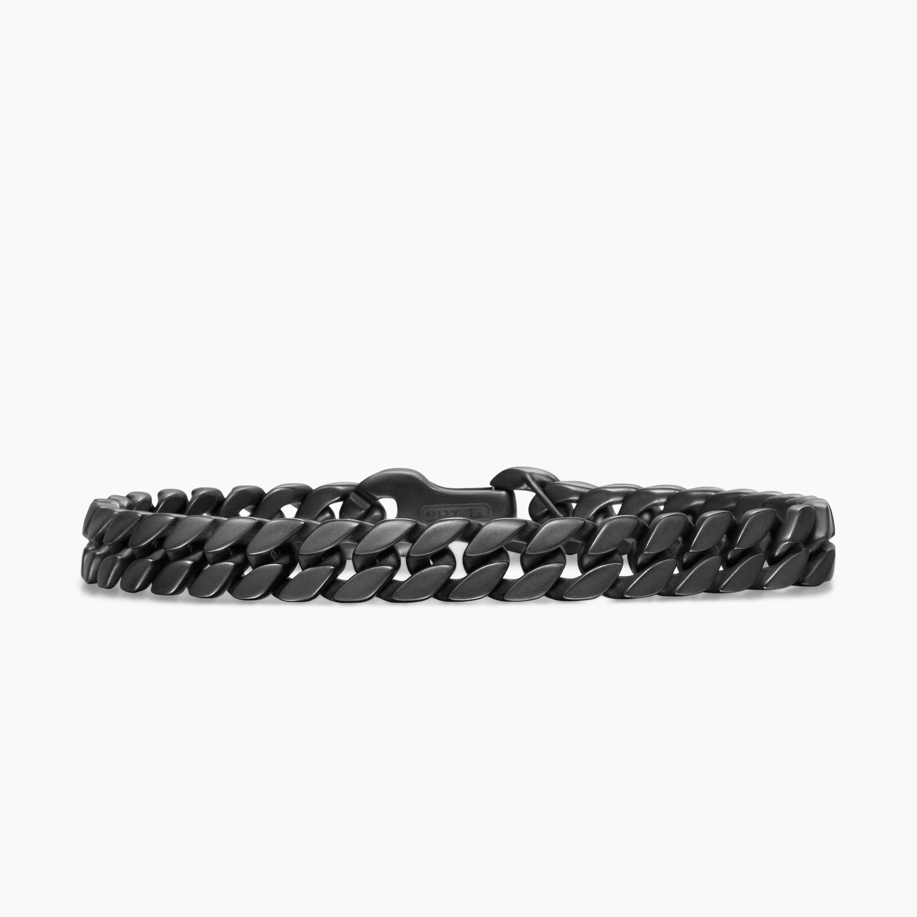 Mens Curb Chain Bracelet in Black Titanium, 8mm