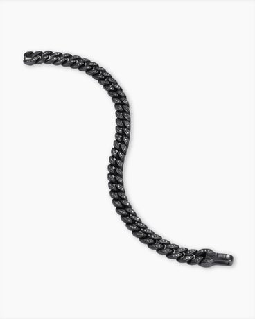 Curb Chain Bracelet in Black Titanium with Black Diamonds, 8mm