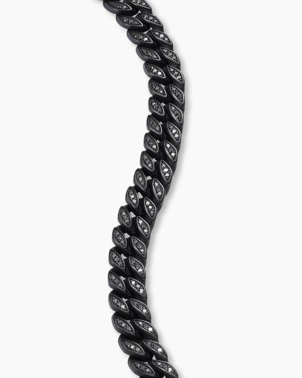 Curb Chain Bracelet in Black Titanium with Black Diamonds, 8mm