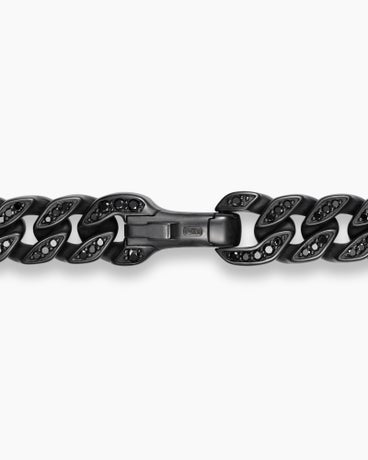 Curb Chain Bracelet in Black Titanium with Black Diamonds, 8mm