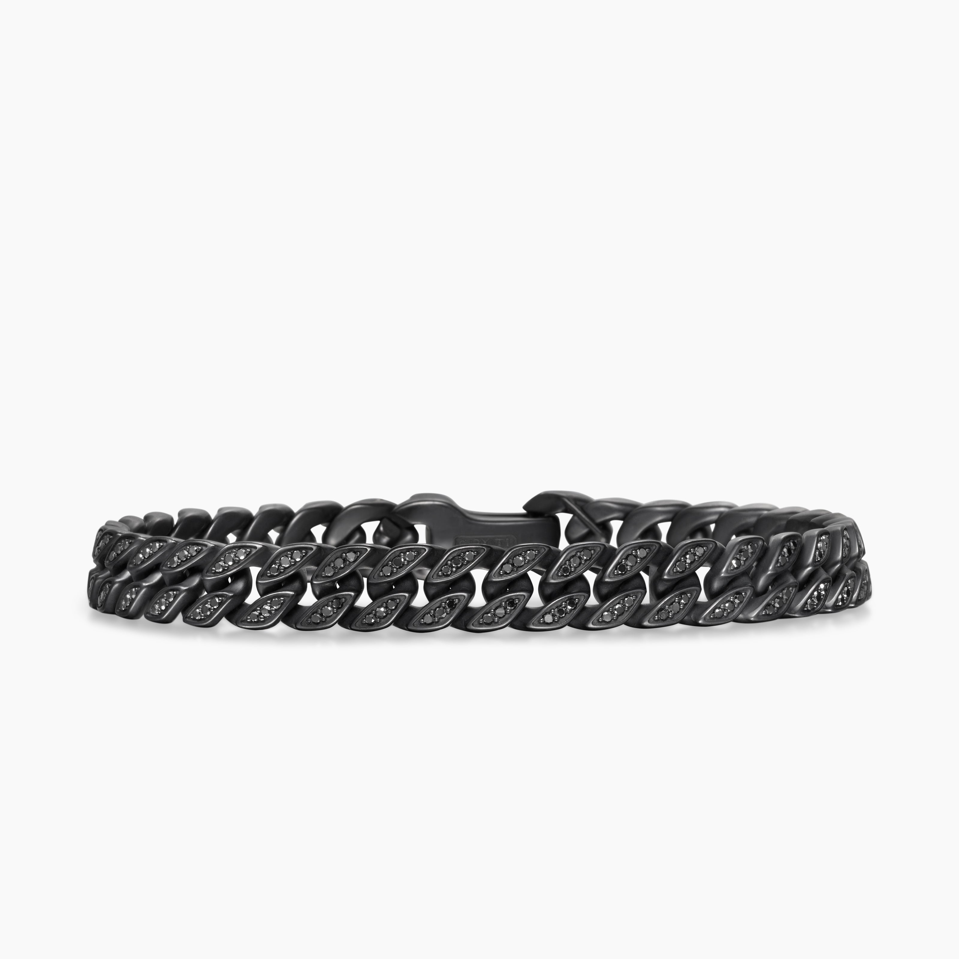 Mens Curb Chain Bracelet in Black Titanium, 8mm