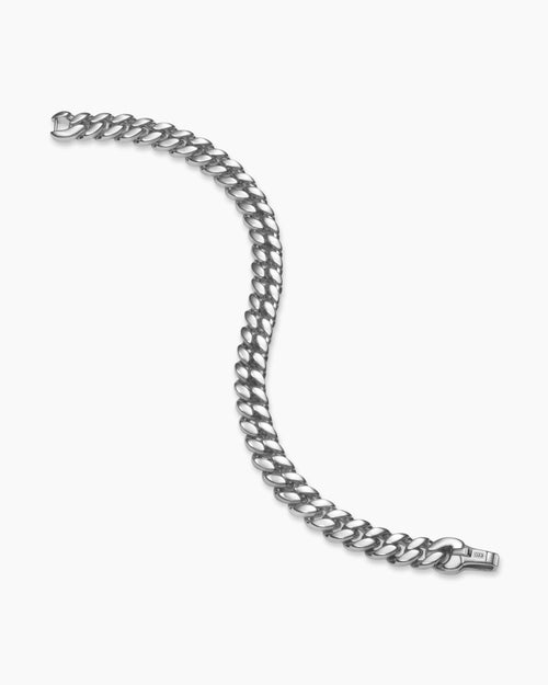 Mens Curb Chain Bracelet in Platinum, 8mm