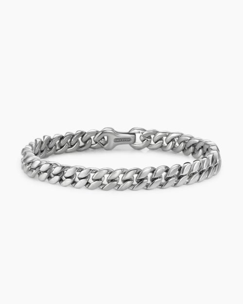 Mens Curb Chain Bracelet in Platinum, 8mm