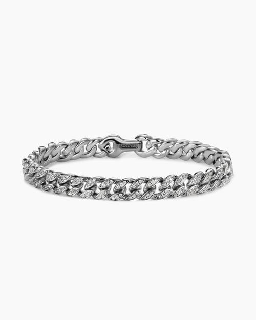 Mens Curb Chain Bracelet in Platinum, 8mm