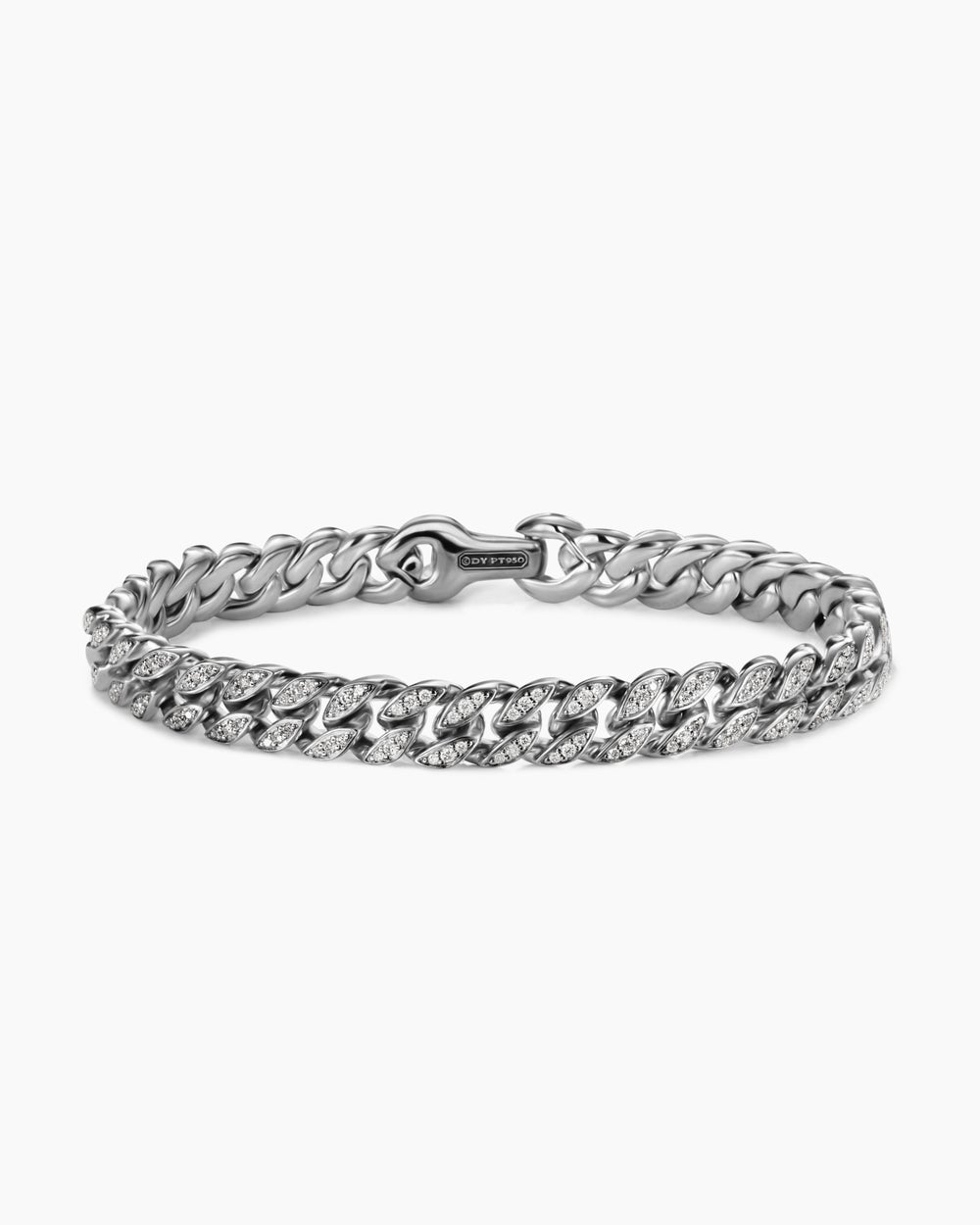 Mens Curb Chain Bracelet in Platinum, 8mm