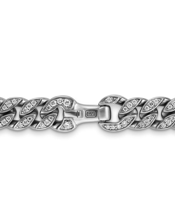 Bracelet Curb Chain en platine avec diamants, 8 mm
