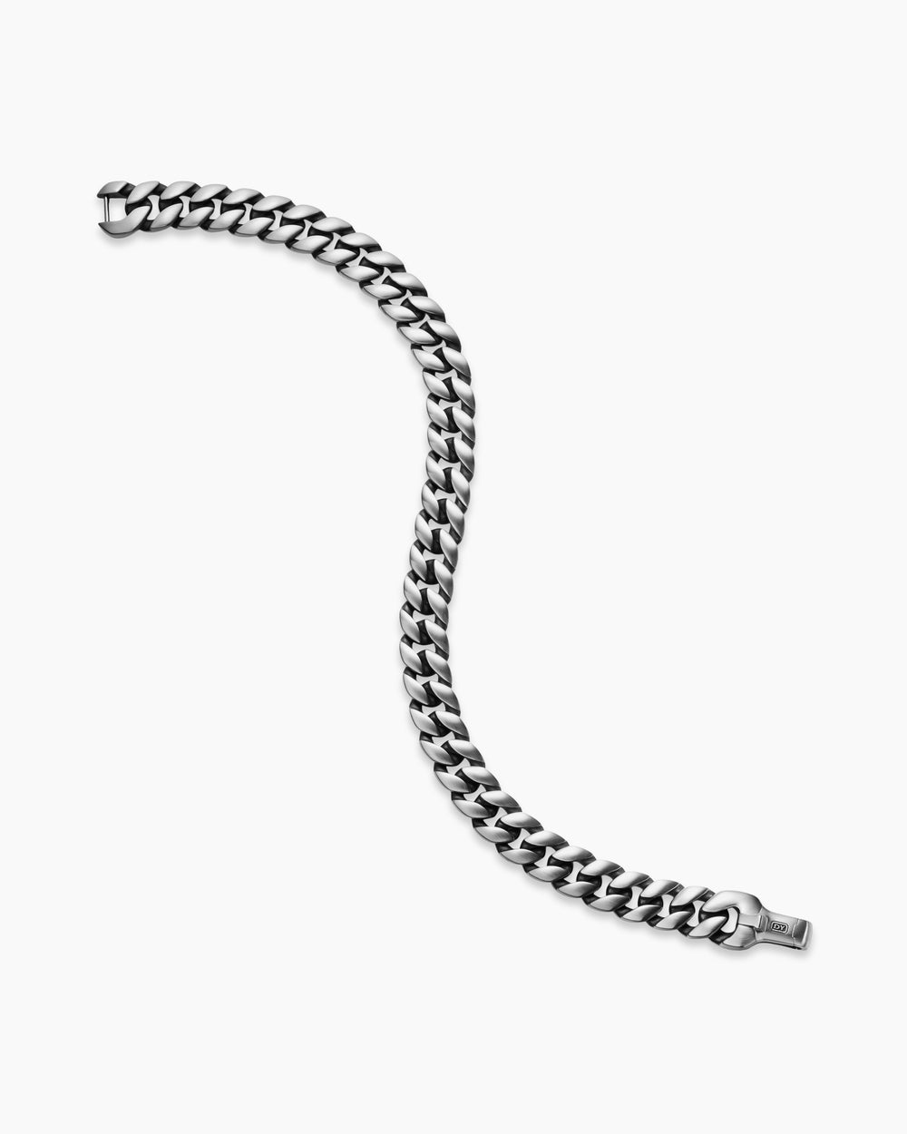Mens Curb Chain Bracelet in Sterling Silver, 8mm
