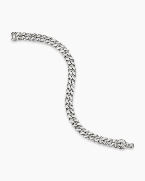 Mens Curb Chain Bracelet in Sterling Silver, 8mm