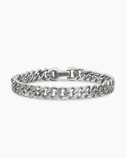 Mens Curb Chain Bracelet in Sterling Silver, 8mm
