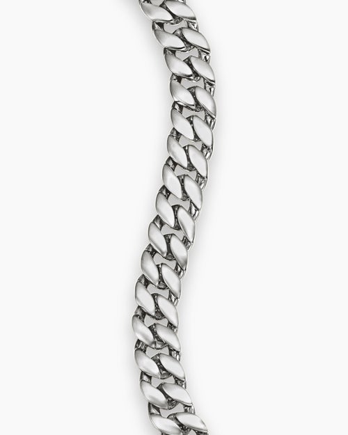 Mens Curb Chain Bracelet in Sterling Silver, 8mm