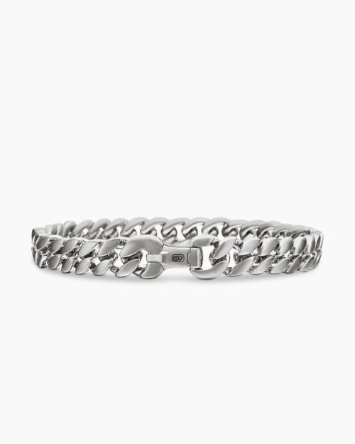 Mens Curb Chain Bracelet in Sterling Silver, 8mm