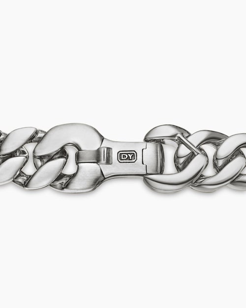 Mens Curb Chain Bracelet in Sterling Silver, 8mm
